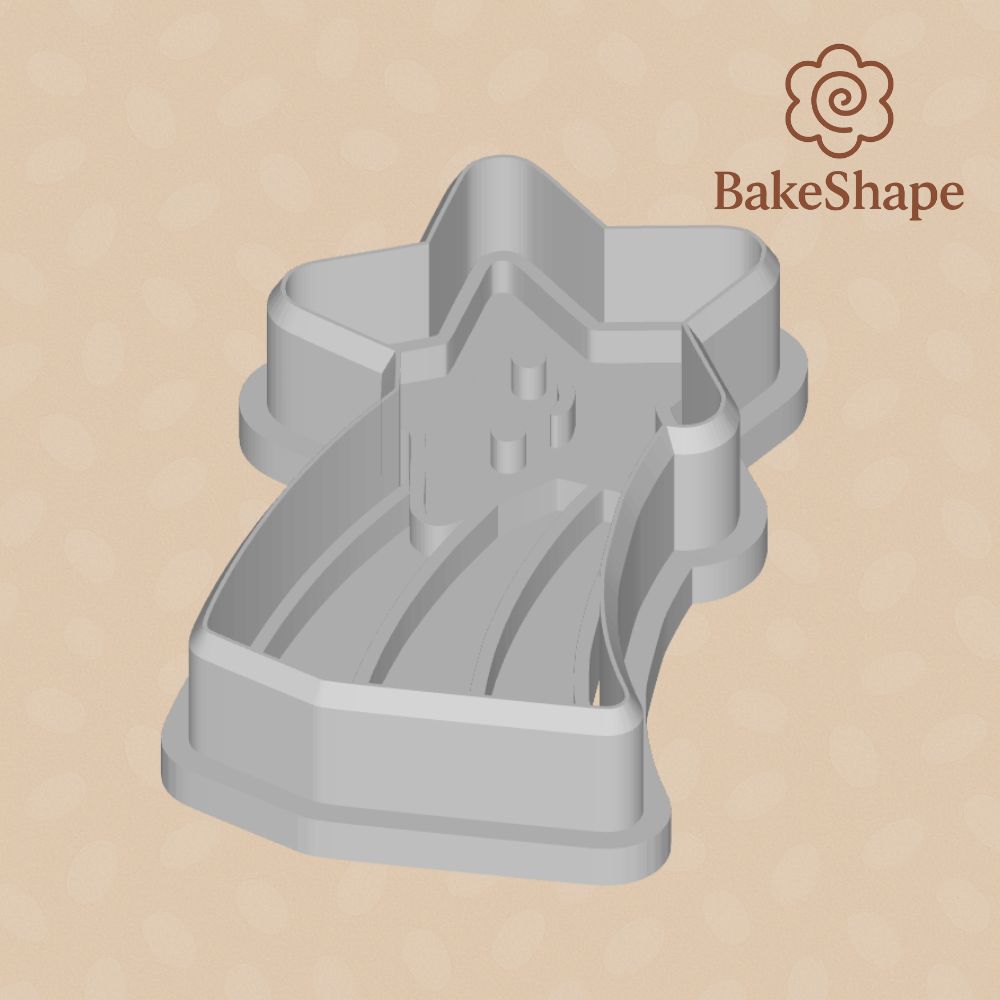 Side view of shooting star cookie cutter STL file with embosser depth