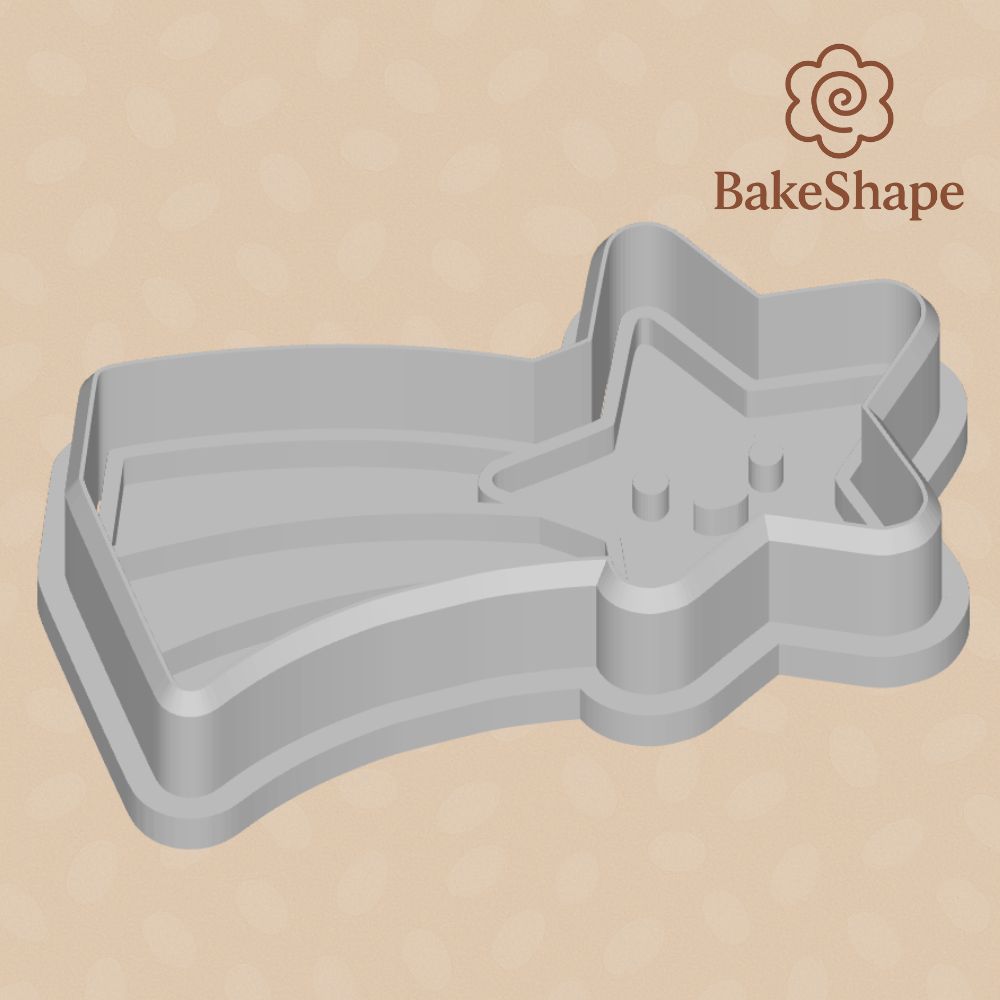 Angled preview of shooting star STL cookie cutter showing design detail