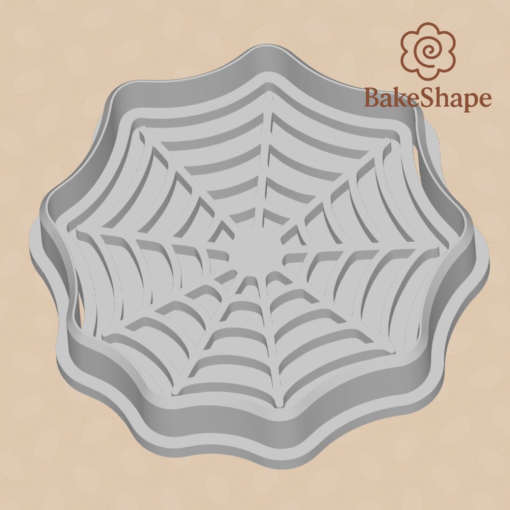 Spider web cookie cutter and embosser STL – 3D printable Halloween design