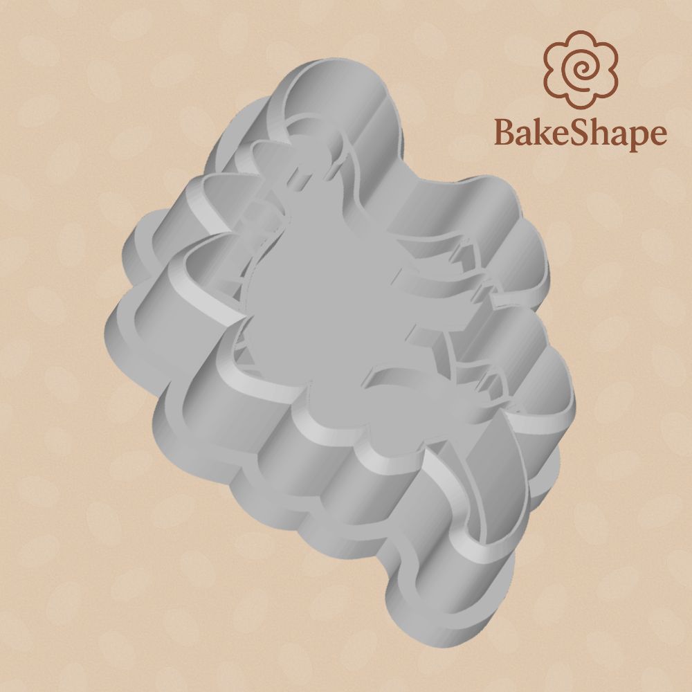 Angled image of stegosaurus cookie cutter STL perfect for dino-themed birthday cookies