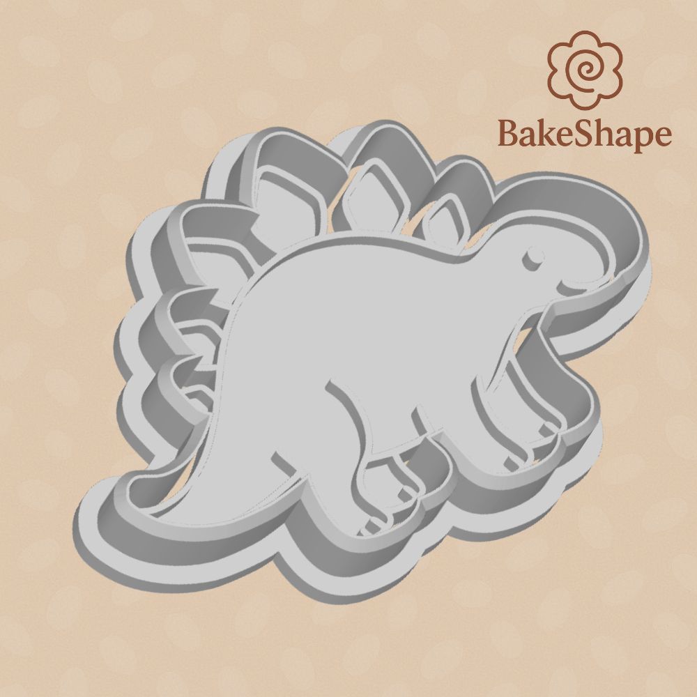 Side view of stegosaurus cookie cutter STL showing structure and clean outline