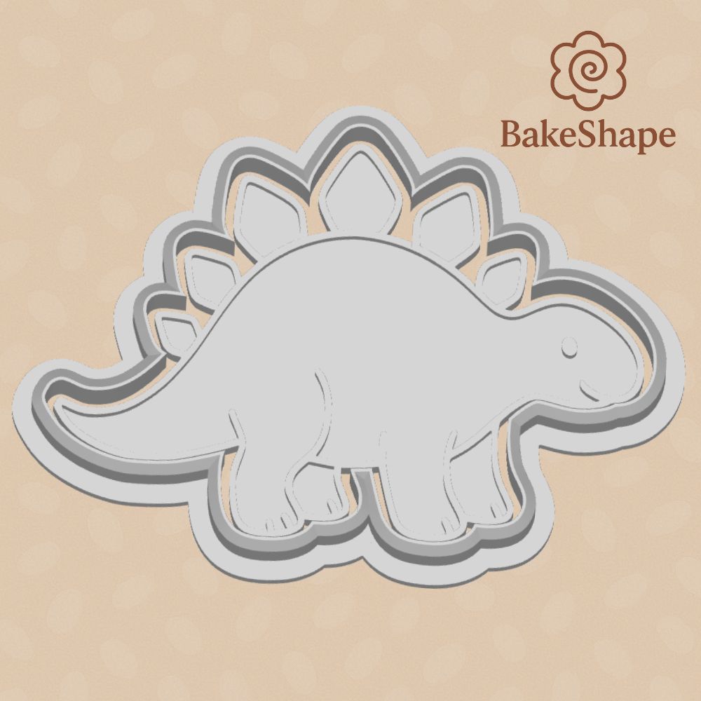 3D printable stegosaurus cookie cutter STL file with back plates and friendly dino shape