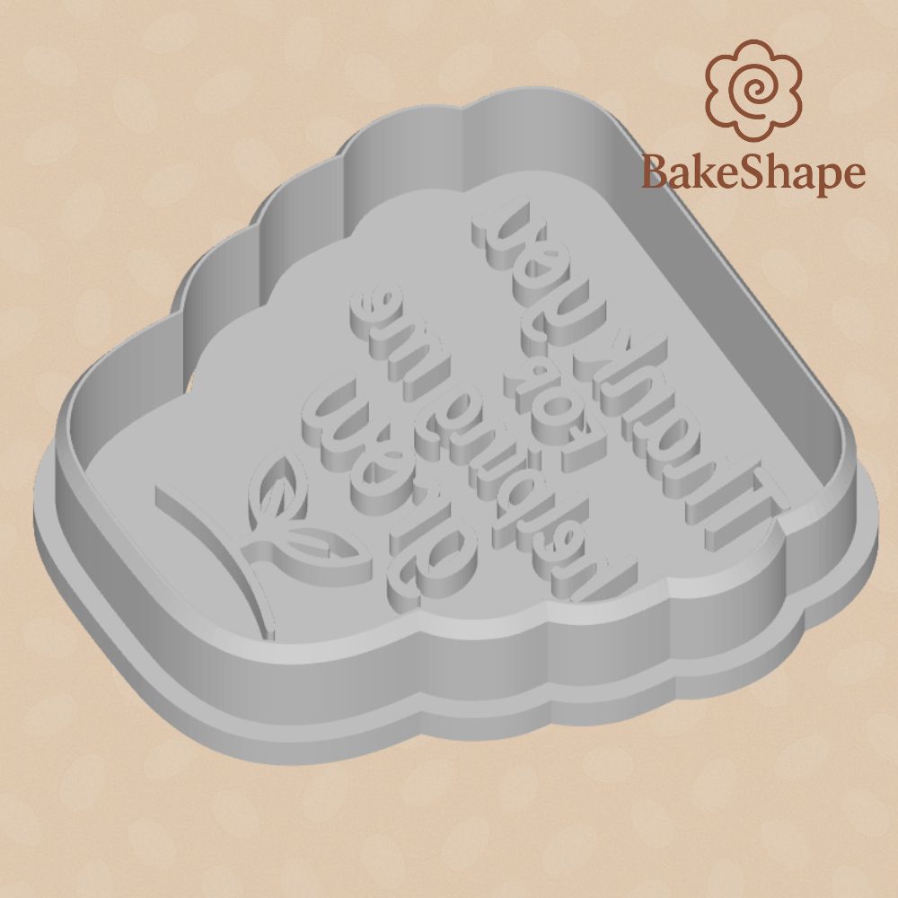 3D printable thank you cookie cutter STL files with embosser and pot outline