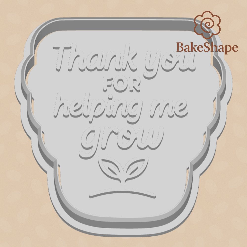 cookie cutter STL file with thank you message and pot shape for 3D printing