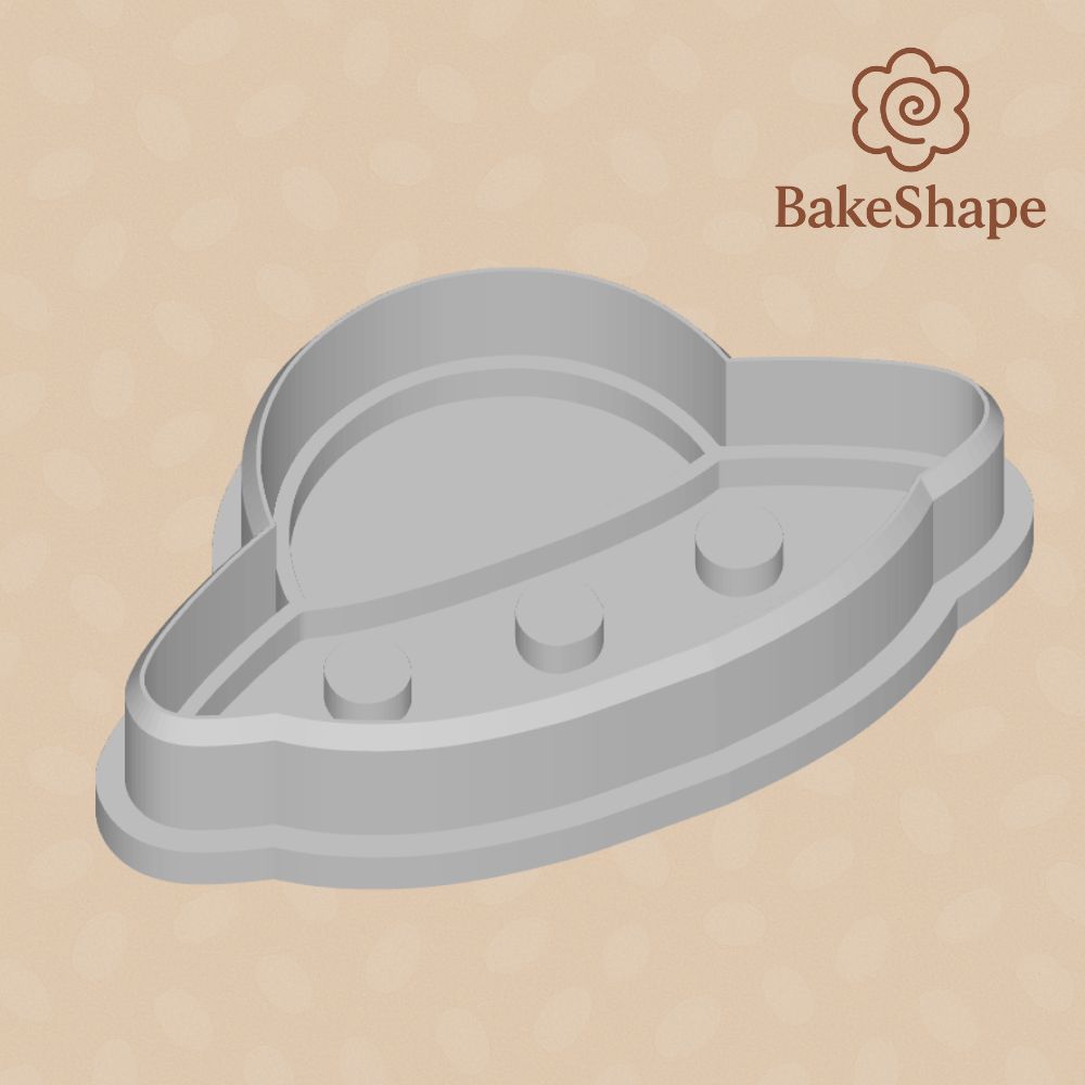 Side view of UFO cookie cutter STL showing outline depth and blade